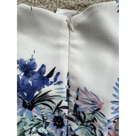 SISTER JANE Dress Size Medium White Blue Floral Sleeveless Fit Flare Mini Lace - Picture 7 of 12